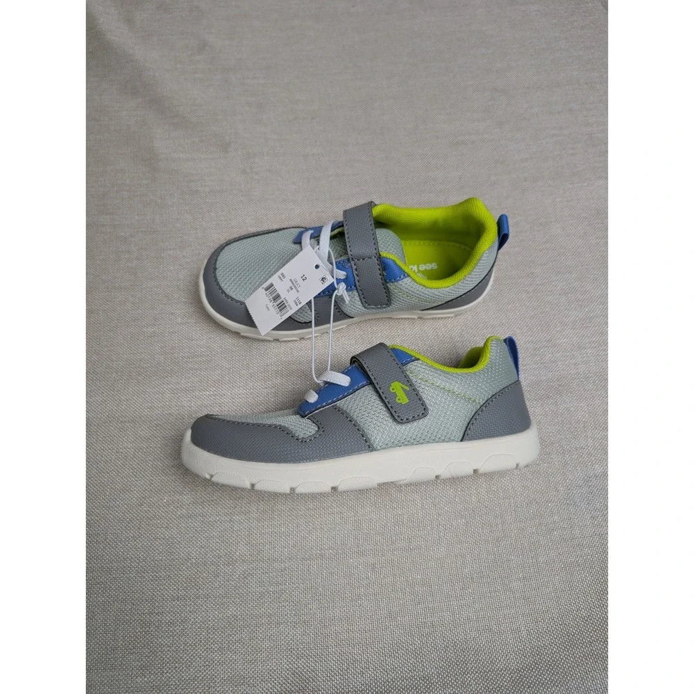 See Kai Run Basics Tenny Sneakers Kids Size 12 Gray NWT Mesh Hook-and-Loop Sport